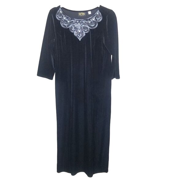 Bob Mackie Velvet Maxi Dress Holiday Party Evening Size S Gala Yacht Side Slit - Picture 1 of 8